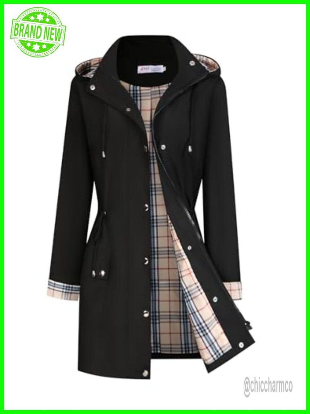 Women's Waterproof Hooded Raincoat Lightweight Windbreaker